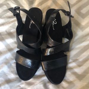 A2 by Aerosoles Black Strappy Wedges
